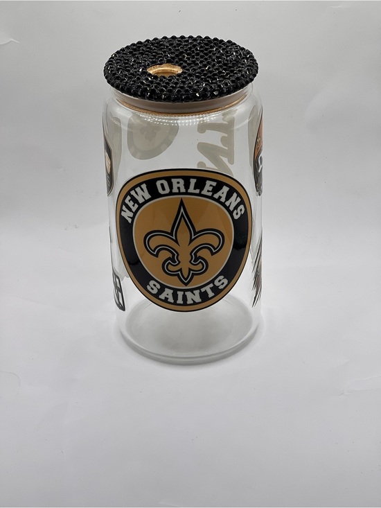 Other - Glass Canister with Black Beaded Lid